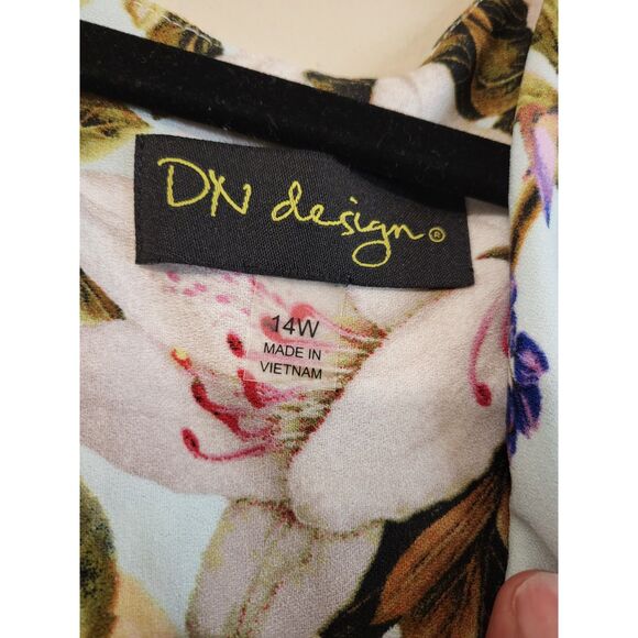 NWT DN Design Fit & Flare Floral  Sleeveless Wedding Guest Dress Size 14W - Picture 2 of 5